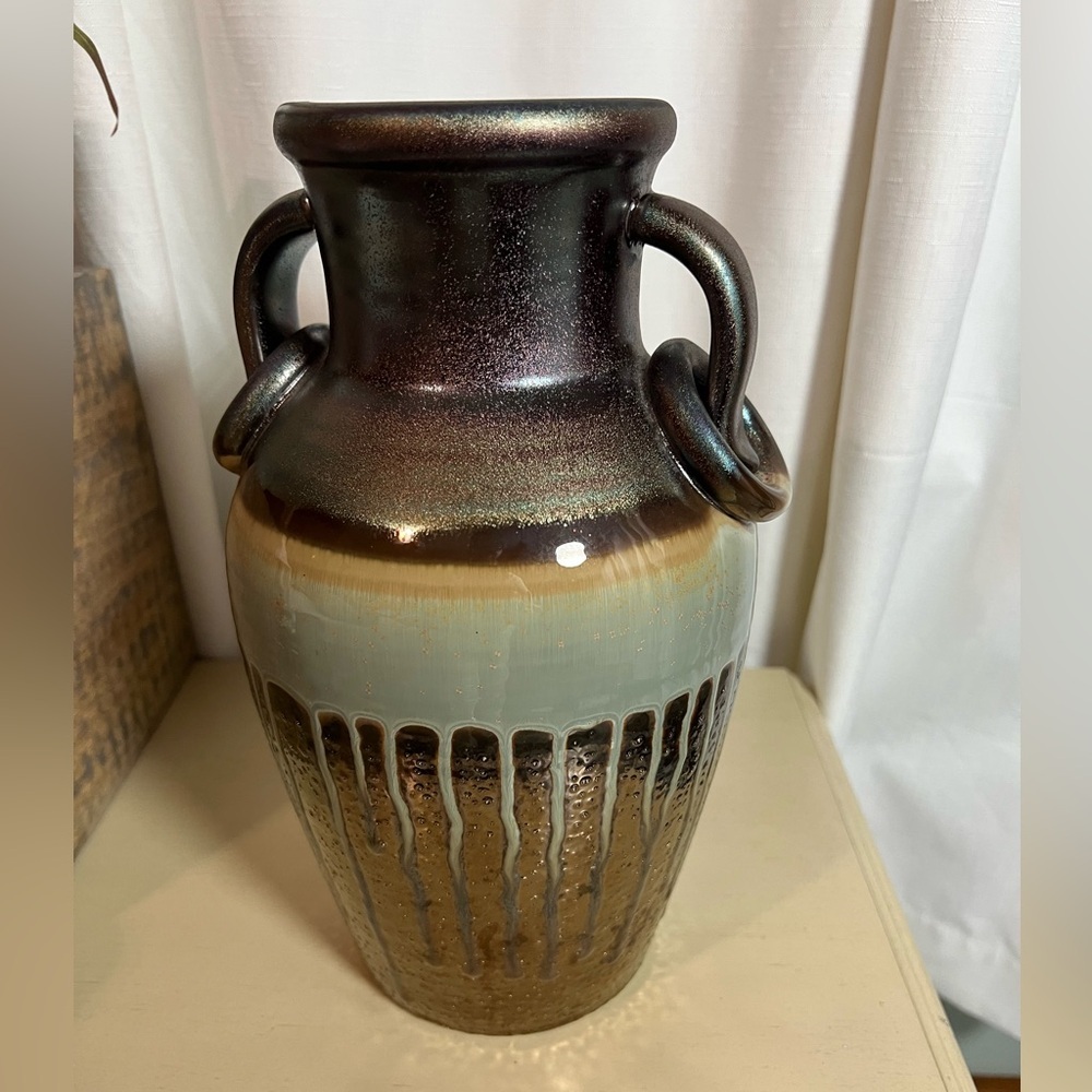 Beautiful Vintage Pottery Brown Green and Copper Glazed Base